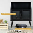 Kitchen Sideboard Buffet with Open Cubby and 2 Glass Doors-Black by LJGDeals
