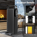 1500W Electric Space Heater Oil Filled Radiator Heater with Foldable Rack by DirectDeals