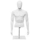 Plastic Half Body Head Turn Male Mannequin with Base by LJGDeals