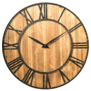 27 Inch Round Wall Clock Decorative Wooden Silent Clock with Battery by DirectDeals