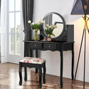 Makeup Vanity Table Set Girls Dressing Table with Drawers Oval Mirror by LJGDeals