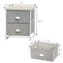 Metal Frame Nightstand Side Table Storage with 2 Drawers-Gray by LJGDeals