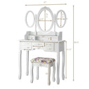 7 Drawer Tri-Folding Mirror Dressing Vanity Makeup Set