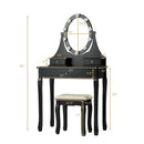 3 Drawers Lighted Mirror Vanity Dressing Table Stool Set by LJGDeals