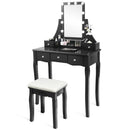 10 Dimmable Light Bulbs Vanity Dressing Table with 2 Dividers and Cushioned Stool by LJGDeals