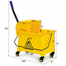 21 Quart Mop Bucket Side Press Wringer on Wheels With Panel by LJGDeals