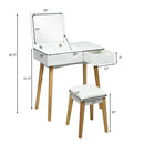Wooden Vanity Table with Flip Top Mirror and Cushioned Stool by LJGDeals