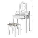Vanity Table Set with Oval Mirror and 4 Drawers-White by LJGDeals