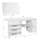 Folding Sewing Table Shelves Storage Cabinet Craft Cart with Wheels by LJGDeals