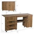 Folding Sewing Table Shelves Storage Cabinet Craft Cart with Wheels by LJGDeals
