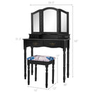 Simple Vanity Set with Tri-Folding Mirror Drawers and Storage Shelf by LJGDeals