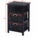 3 Tiers Wooden Storage Nightstand with 2 Baskets and 1 Drawer by LJGDeals