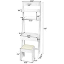 3-in-1 Modern Shelf Vanity Set with Flip Top Mirror and 6 Makeup Organizers