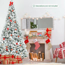 8 Feet Snow Flocked Hinged Christmas Tree with Berries and Poinsettia Flowers by LJGDeals