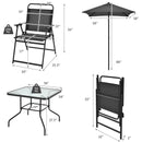 6 Pieces Patio Dining Set with Umbrella-Gray by DirectDeals