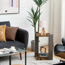 2-Tier Square End Table with Open Storage Shelf for Small Space-Coffee by LJGDeals
