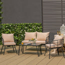 4 Pieces Patio Furniture Set with Seat Back Cushions for Garden-Beige by LJGDeals