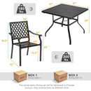 3 Pieces Patio Dining Set Stackable Chairs Armrest Table with Umbrella Hole by LJGDeals