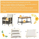 5 Pieces Patio Rattan Furniture Set Cushioned Sofa Armrest Wooden Tabletop-Off White by LJGDeals