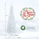 7 Feet Pre-Lit Hinged Pencil Christmas Tree White with 300 LED Lights and 8 Flash Modes by LJGDeals