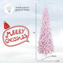 7 Feet Pre-Lit Snow Flocked Hinged Pencil Christmas Tree with 300 Lights and 8 Modes by LJGDeals