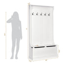 3-in-1 Entryway Hall Tree Coat Rack Shoe Bench with Hooks and Bottom Storage-White by LJGDeals