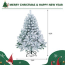 4.5 Feet Pre-Lit Premium Snow Flocked Christmas Tree with 150 Lights by LJGDeals