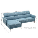 105 Inch L-Shaped Sofa Couch with 3 Adjustable Headrests-Blue by LJGDeals