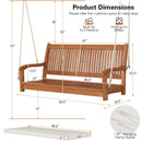 2-Person Hanging Porch Swing Wood Bench with Cushion Curved Back by LJGDeals