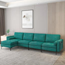 Modular L-shaped 4-Seat Sectional Sofa with Reversible Chaise and 2 USB Socket by LJGDeals