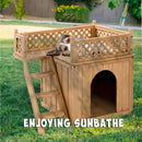 Wooden Dog House with Stairs and Raised Balcony for Puppy and Cat by LJGDeals