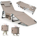 5-position Outdoor Folding Chaise Lounge Chair-Beige by DirectDeals