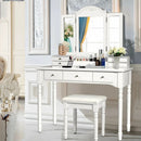 Makeup Dressing Table with Tri-Folding Mirror and Cushioned Stool for Women by LJGDeals