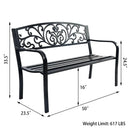 50 Inch Patio Park Steel Frame Cast Iron Backrest Bench Porch Chair by LJGDeals