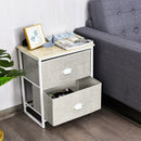 Metal Frame Nightstand Side Table Storage with 2 Drawers-Gray by LJGDeals
