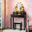 3 Drawers Lighted Mirror Vanity Dressing Table Stool Set by LJGDeals