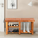 3-Tier Freestanding Wooden Shoe Organizer with Seat by LJGDeals
