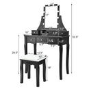 10 Dimmable Light Bulbs Vanity Dressing Table with 2 Dividers and Cushioned Stool by LJGDeals