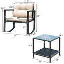 3 Pieces Cushioned Patio Rattan Set with Rocking Chair and Table-Black by LJGDeals