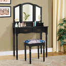Simple Vanity Set with Tri-Folding Mirror Drawers and Storage Shelf by LJGDeals
