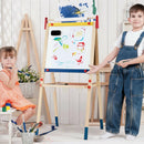 All-in-One Wooden Height Adjustable Kid's Art Easel with Magnetic Stickers and Paper by LJGDeals