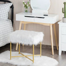 Faux Fur Ottoman Decorative Stool with Metal Legs by LJGDeals