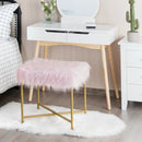 Faux Fur Ottoman Decorative Stool with Metal Legs by LJGDeals