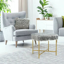Faux Fur Ottoman Decorative Stool with Metal Legs by LJGDeals