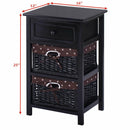 3 Tier Set of 2 Wood Nightstand with 1 and 2 Drawer