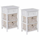 3 Tier Set of 2 Wood Nightstand with 1 and 2 Drawer by LJGDeals