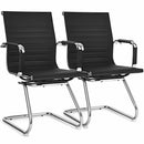 Set of 2 Heavy Duty Conference Chair with PU Leather-Black by LJGDeals
