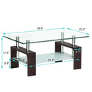 Rectangular Tempered Glass Coffee Table with Shelf by LJGDeals