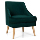 Mid Century Velvet Accent Chair with Rubber Wood Legs for Bedroom by LJGDeals