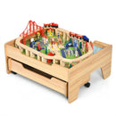 Children's Wooden Railway Set Table with 100 Pieces Storage Drawers by LJGDeals